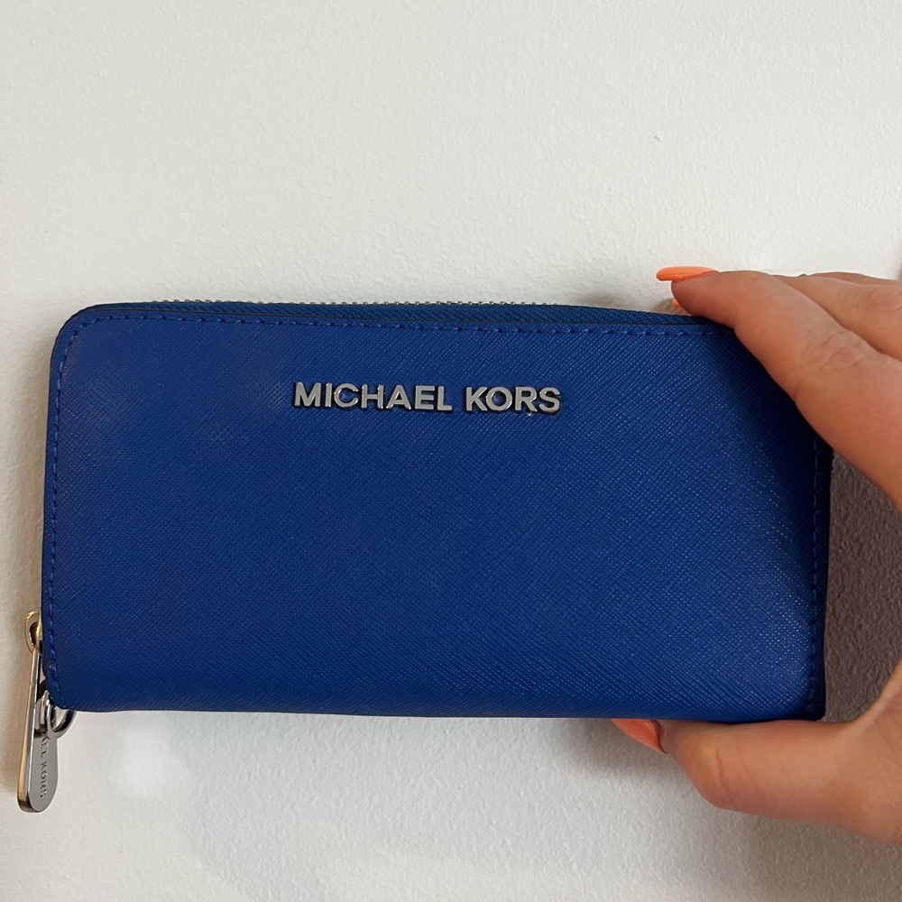 Cobalt Blue Micheal Kors Zipper Wallet